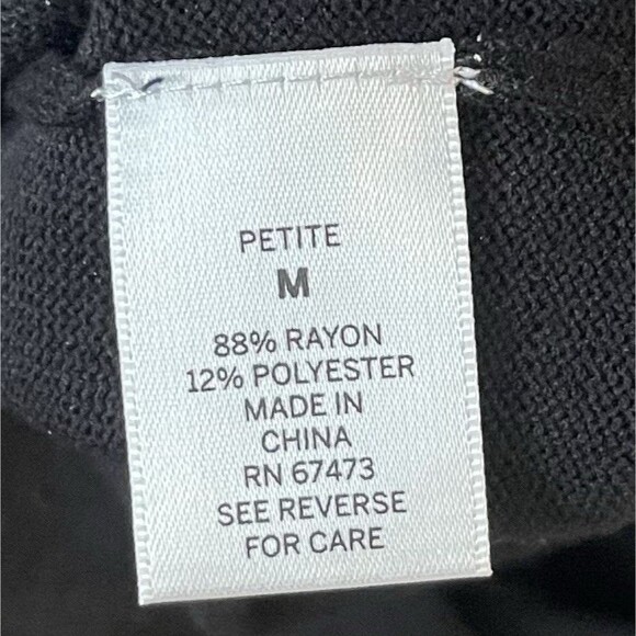 Dressbarn Womens Knitted Sweater Dress Size PM M Petite Black Ruffle Sleeve - Picture 6 of 9